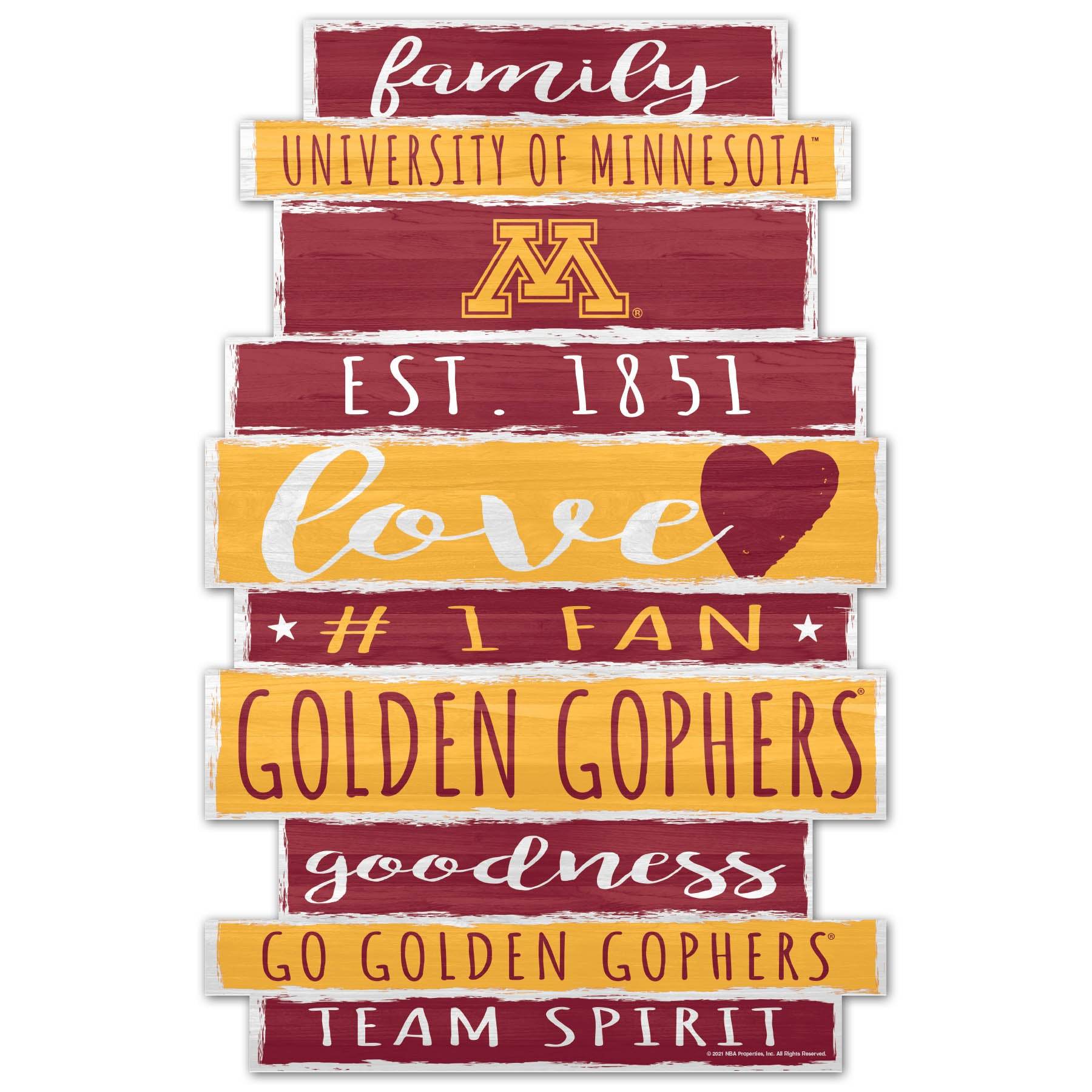 Minnesota Golden Gophers Wood Sign 11x17 Family Word - ToylandEU
