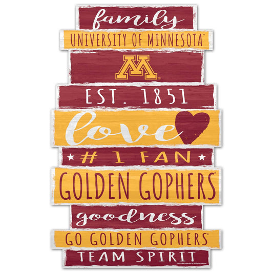 Minnesota Golden Gophers Wood Sign 11x17 Family Word - ToylandEU