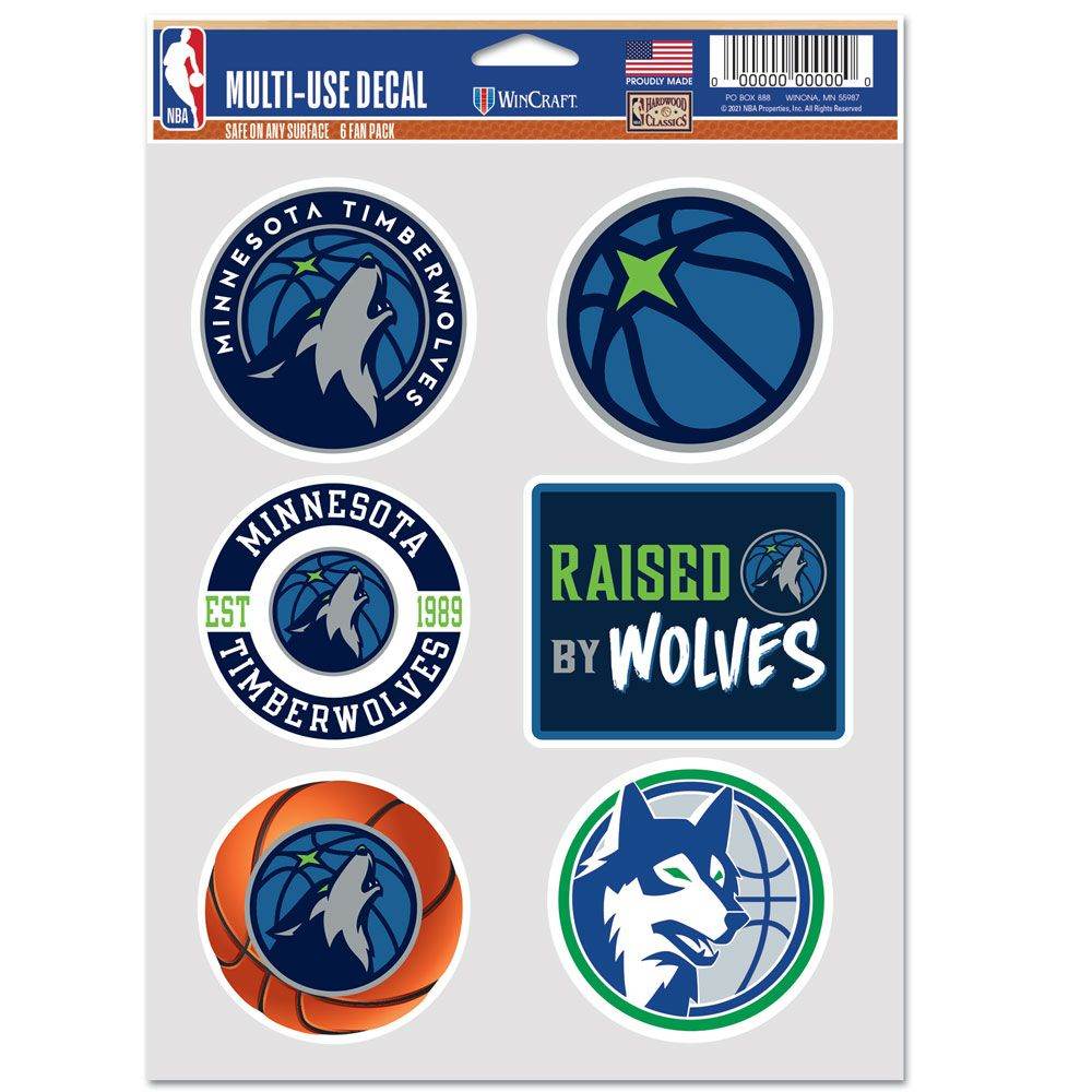 Minnesota Timberwolves Decals Multi Use Fan 6 Pack Set - ToylandEU