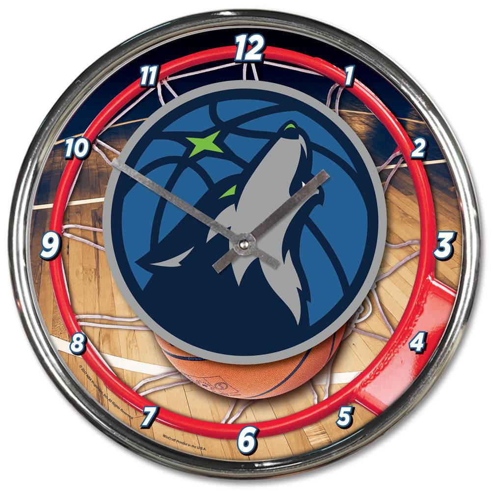 Minnesota Timberwolves Round Wall Clock Chrome 12 Inch - ToylandEU