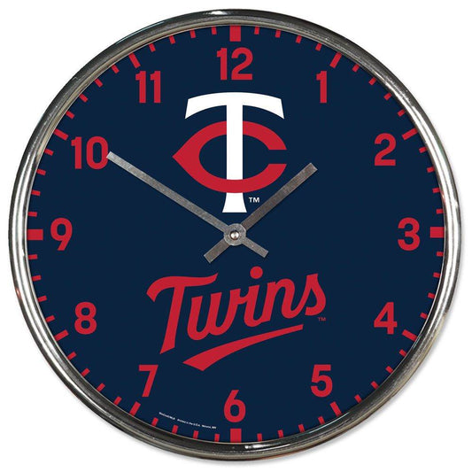 Minnesota Twins Chrome Round Wall Clock 12 Inch Vintage - ToylandEU