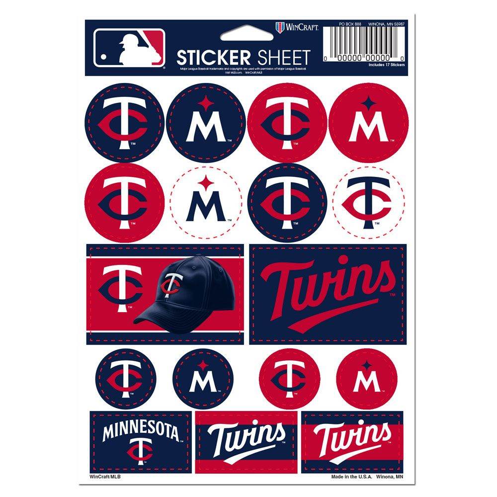 Minnesota Twins Decal Sheet 5x7 Vinyl Sticker Collection - ToylandEU