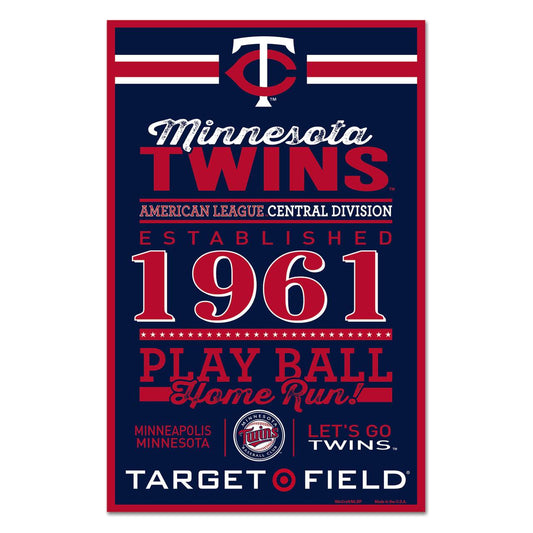 Minnesota Twins Wood Sign 11x17 Established Design Decor - ToylandEU