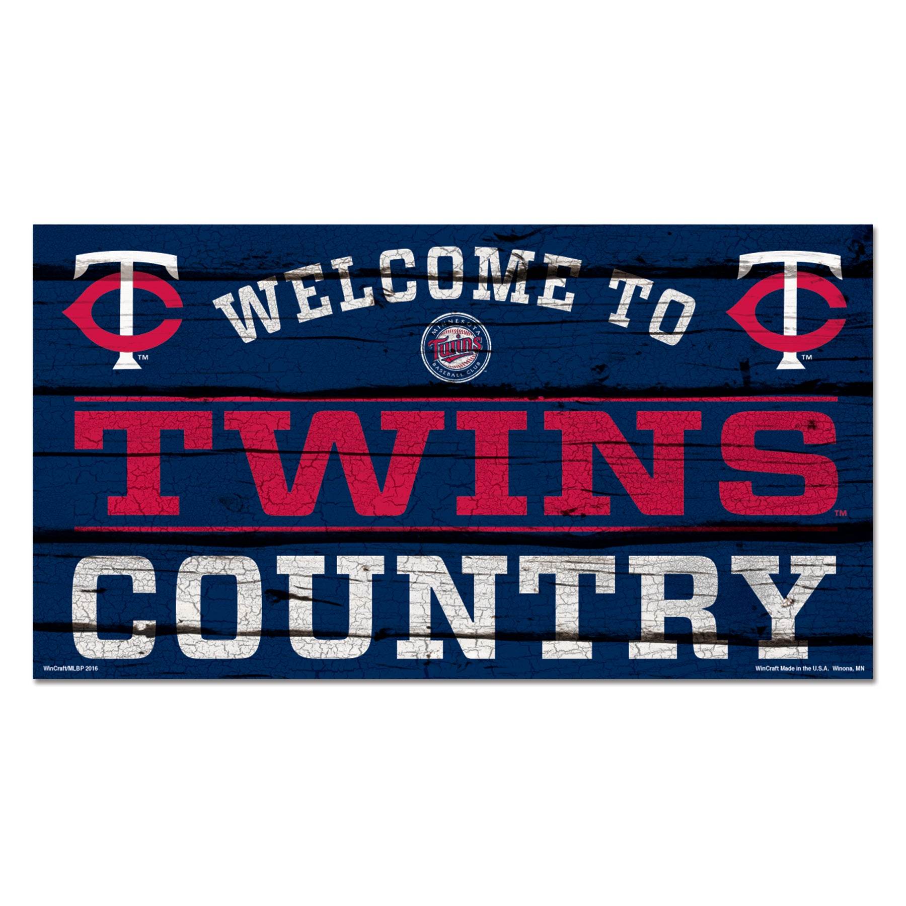Minnesota Twins Wood Sign 13x24 Classic Home Decor - ToylandEU