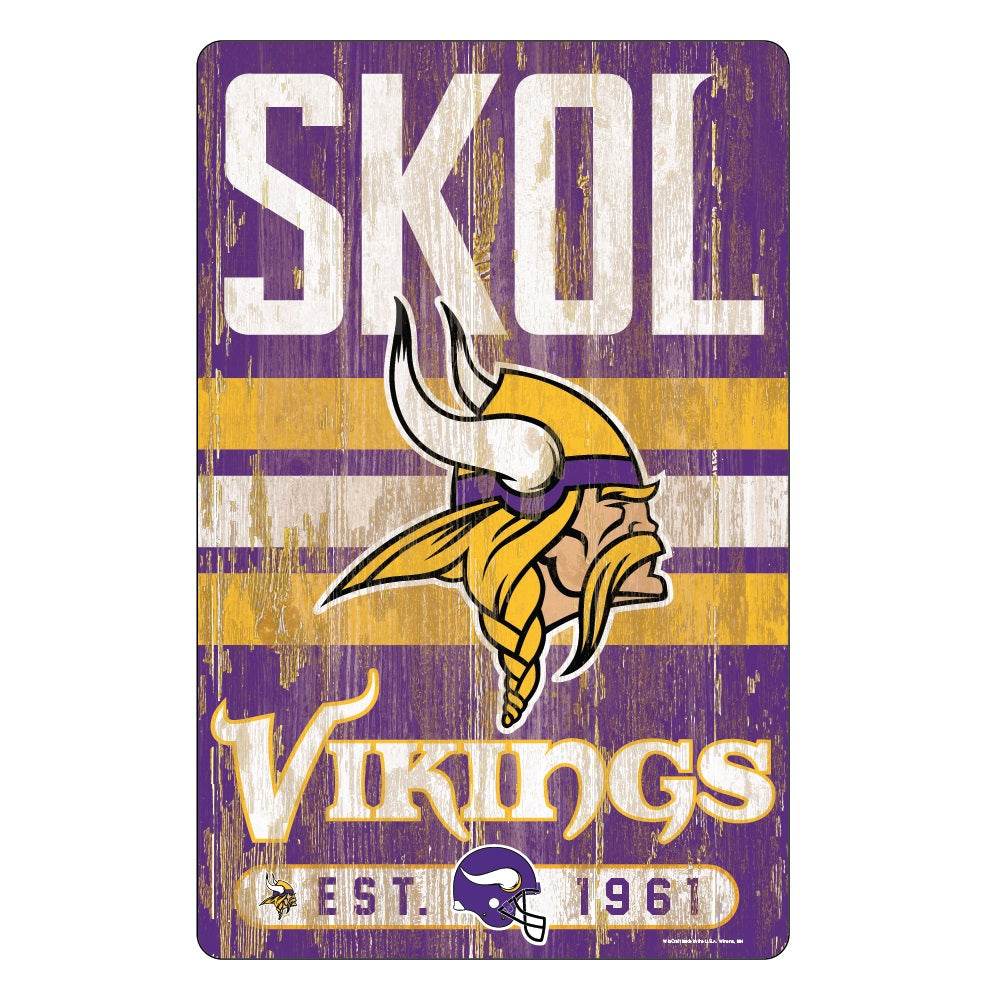 Minnesota Vikings 11x17 Wood Slogan Sign Wall Decor - ToylandEU