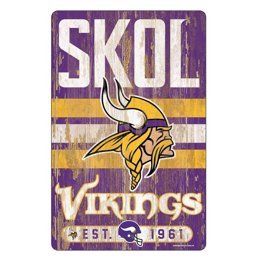 Minnesota Vikings 11x17 Wood Slogan Sign Wall Decor - ToylandEU