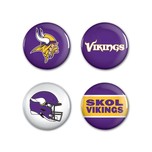 Minnesota Vikings Button Set 4 Pack with Logo Designs - ToylandEU