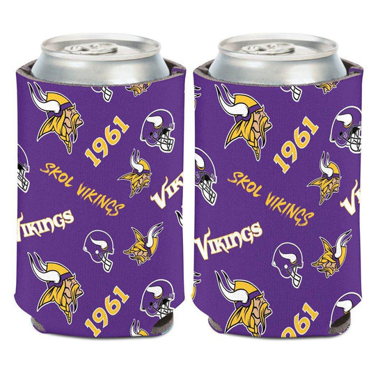 Minnesota Vikings Can Cooler 12 Oz Foam Scatterprint Design - ToylandEU