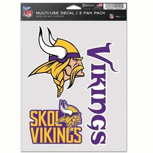  Minnesota Vikings Decals Multi Use 3 Pack Indoor Outdoor -  ToylandEU™