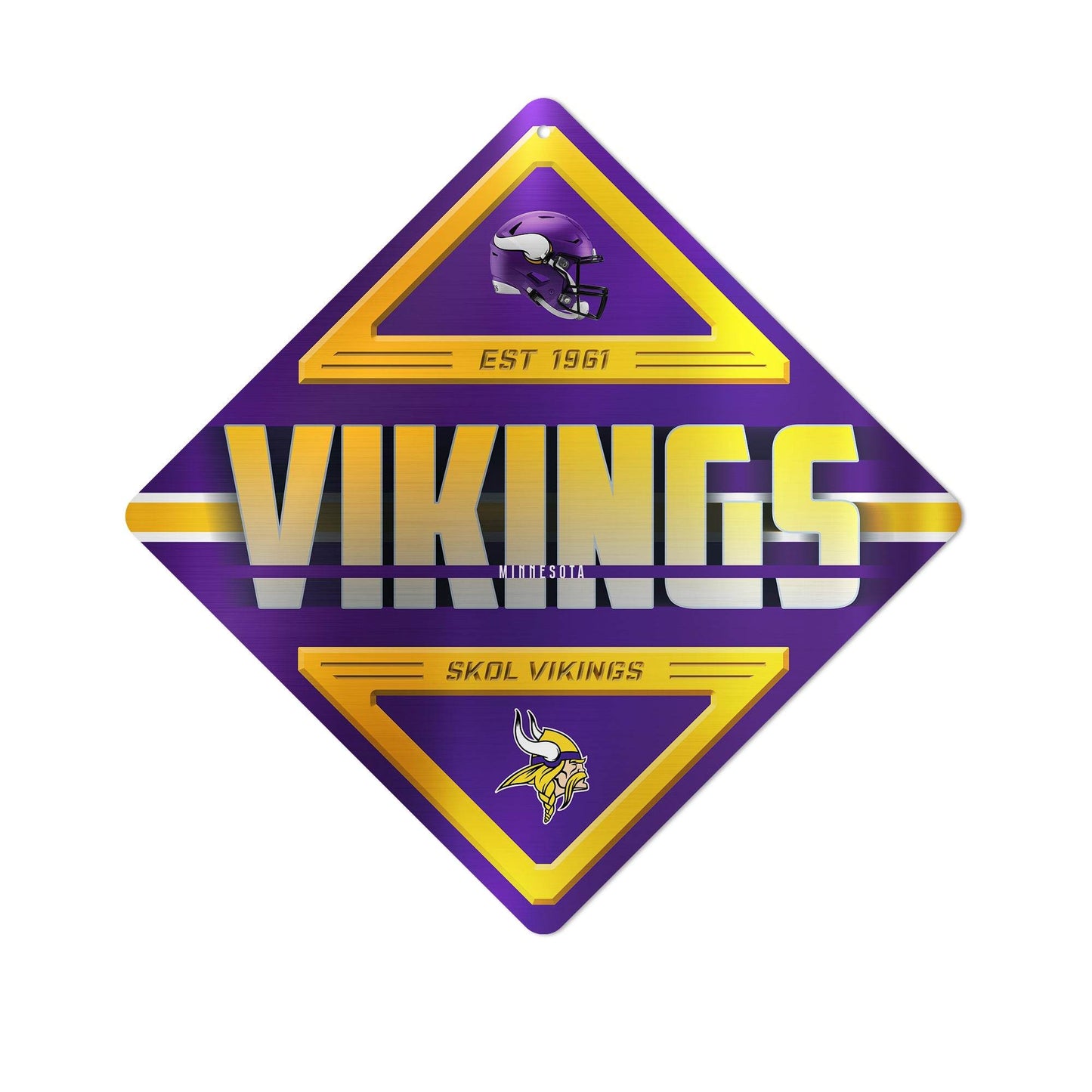 Minnesota Vikings Metal Diamond Shape Sign Wall Decor 12x12 - ToylandEU