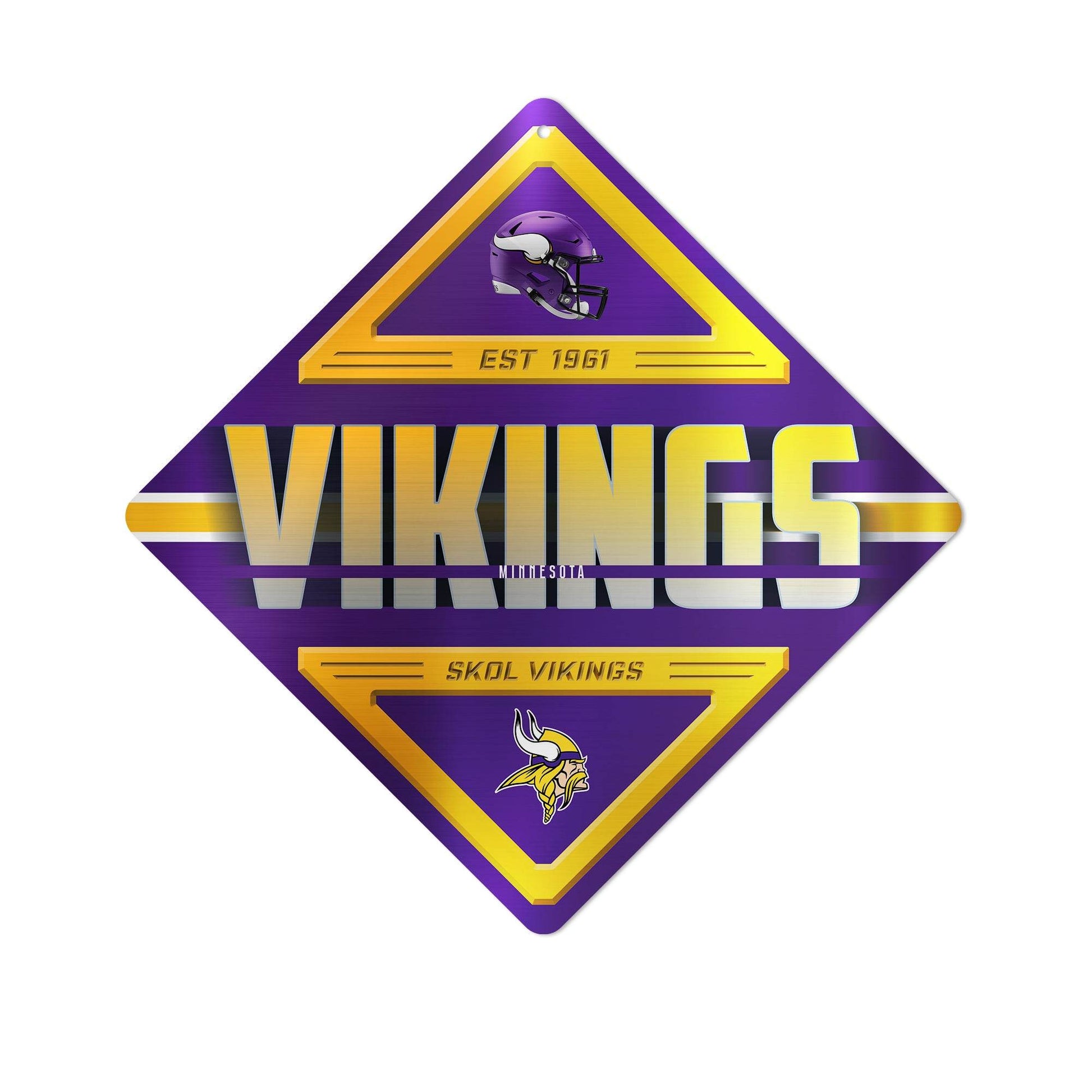Minnesota Vikings Metal Diamond Shape Sign Wall Decor 12x12 - ToylandEU