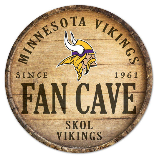Minnesota Vikings Wood Sign 14 Inch Round Barrel Top Decor - ToylandEU