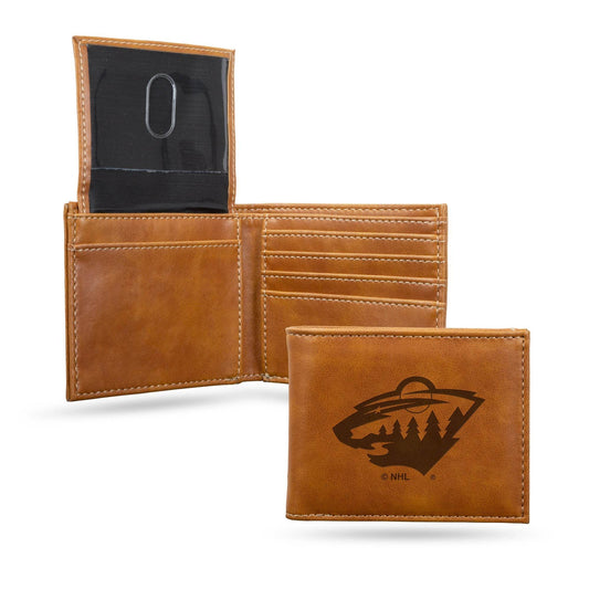 Minnesota Wild Laser Engraved Leather Wallet Billfold - ToylandEU