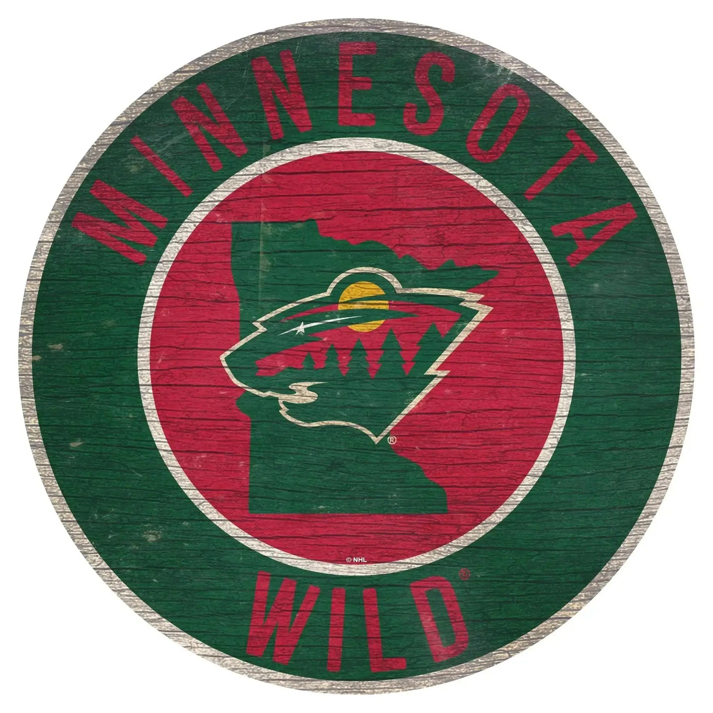  Minnesota Wild Round Wood Sign Distressed State Design -  ToylandEU™