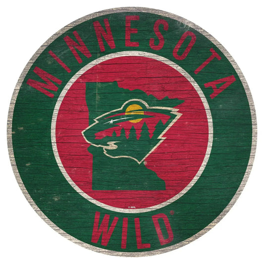  Minnesota Wild Round Wood Sign Distressed State Design -  ToylandEU™