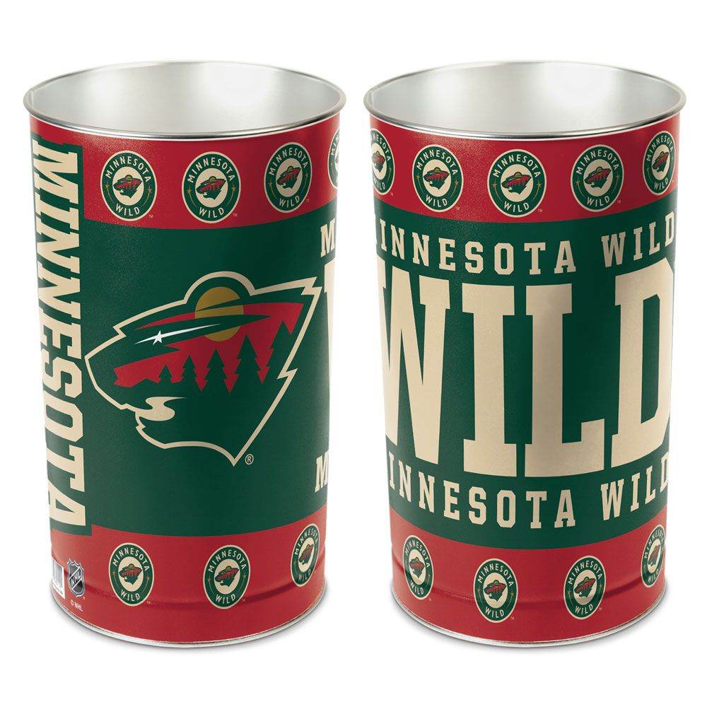 Minnesota Wild Wastebasket 15 Inch Metal Trash Can Logo - ToylandEU