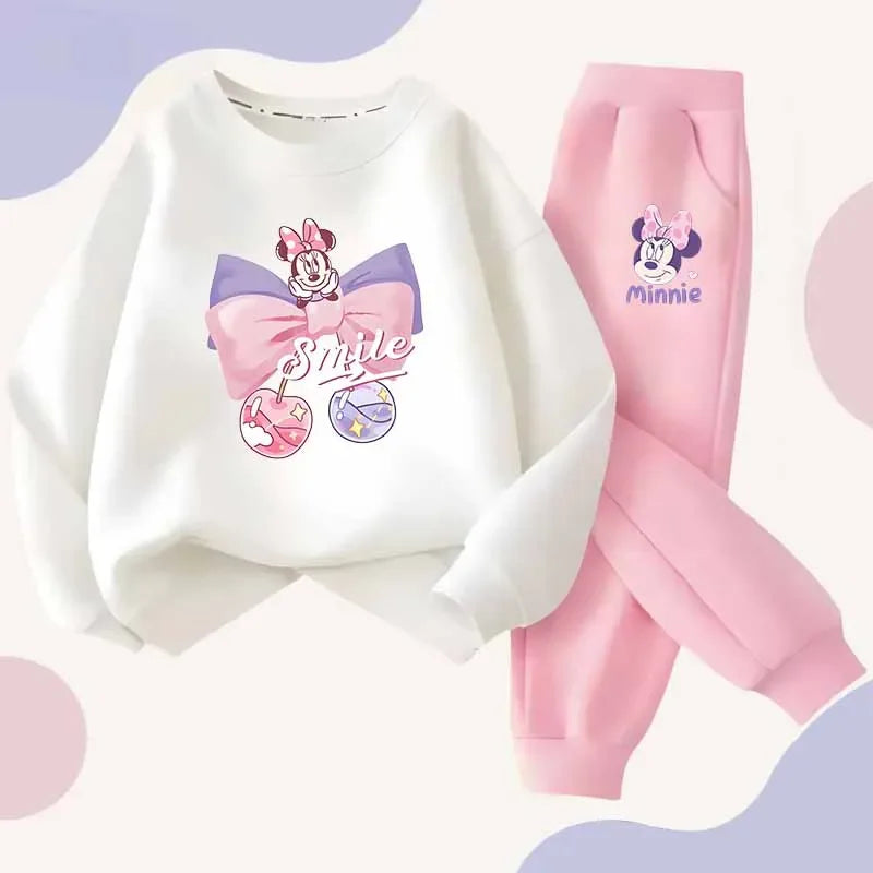 Minnie Bowknot Kids 4 To 6Y Pullover Hoodie And Pants 2 Piece Set Polyester - ToylandEU