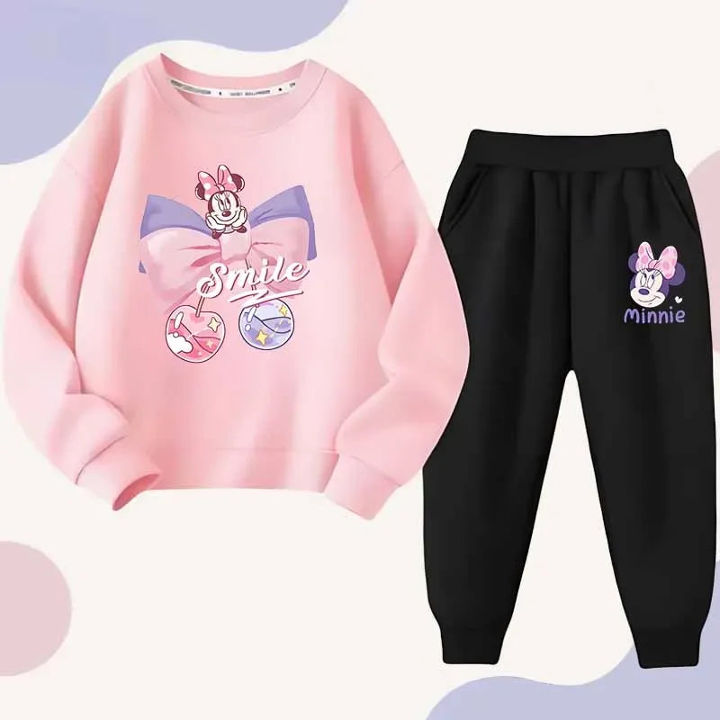 Minnie Bowknot Kids 4 To 6Y Pullover Hoodie And Pants 2 Piece Set Polyester - ToylandEU