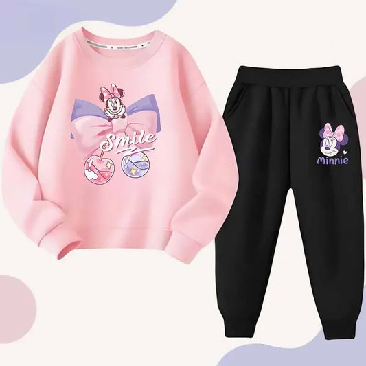 Minnie Bowknot Kids 4 To 6Y Pullover Hoodie And Pants 2 Piece Set Polyester - ToylandEU