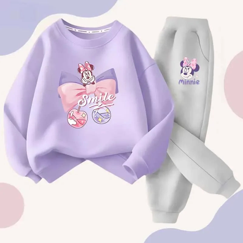 Minnie Bowknot Kids 4 To 6Y Pullover Hoodie And Pants 2 Piece Set Polyester - ToylandEU