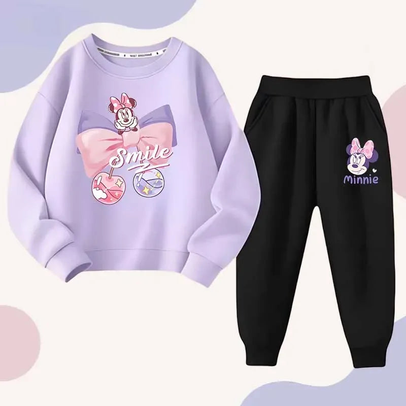 Minnie Bowknot Kids 4 To 6Y Pullover Hoodie And Pants 2 Piece Set Polyester - ToylandEU