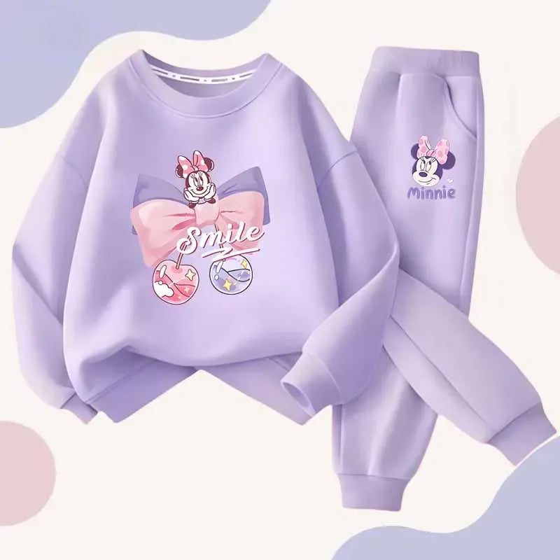 Minnie Bowknot Kids 4 To 6Y Pullover Hoodie And Pants 2 Piece Set Polyester - ToylandEU