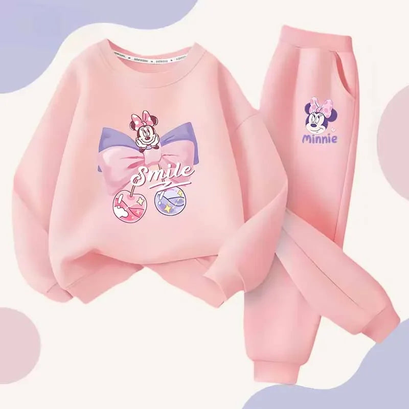 Minnie Bowknot Kids 4 To 6Y Pullover Hoodie And Pants 2 Piece Set Polyester - ToylandEU