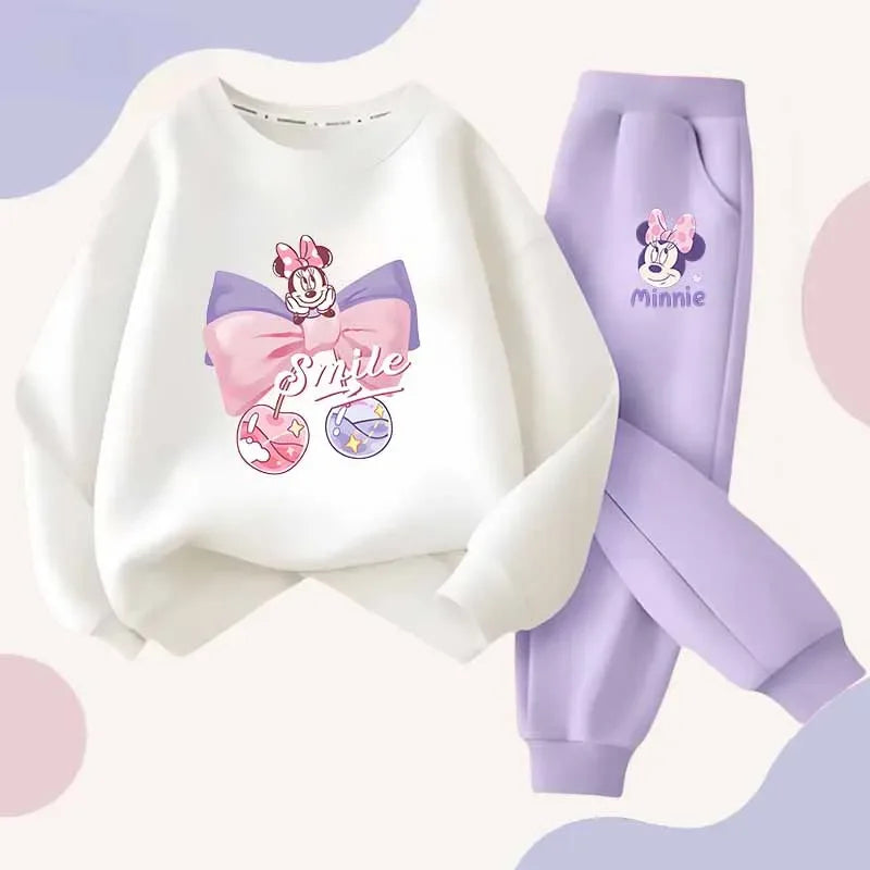 Minnie Bowknot Kids 4 To 6Y Pullover Hoodie And Pants 2 Piece Set Polyester - ToylandEU
