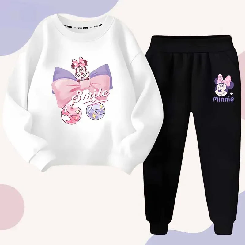 Minnie Bowknot Kids 4 To 6Y Pullover Hoodie And Pants 2 Piece Set Polyester - ToylandEU