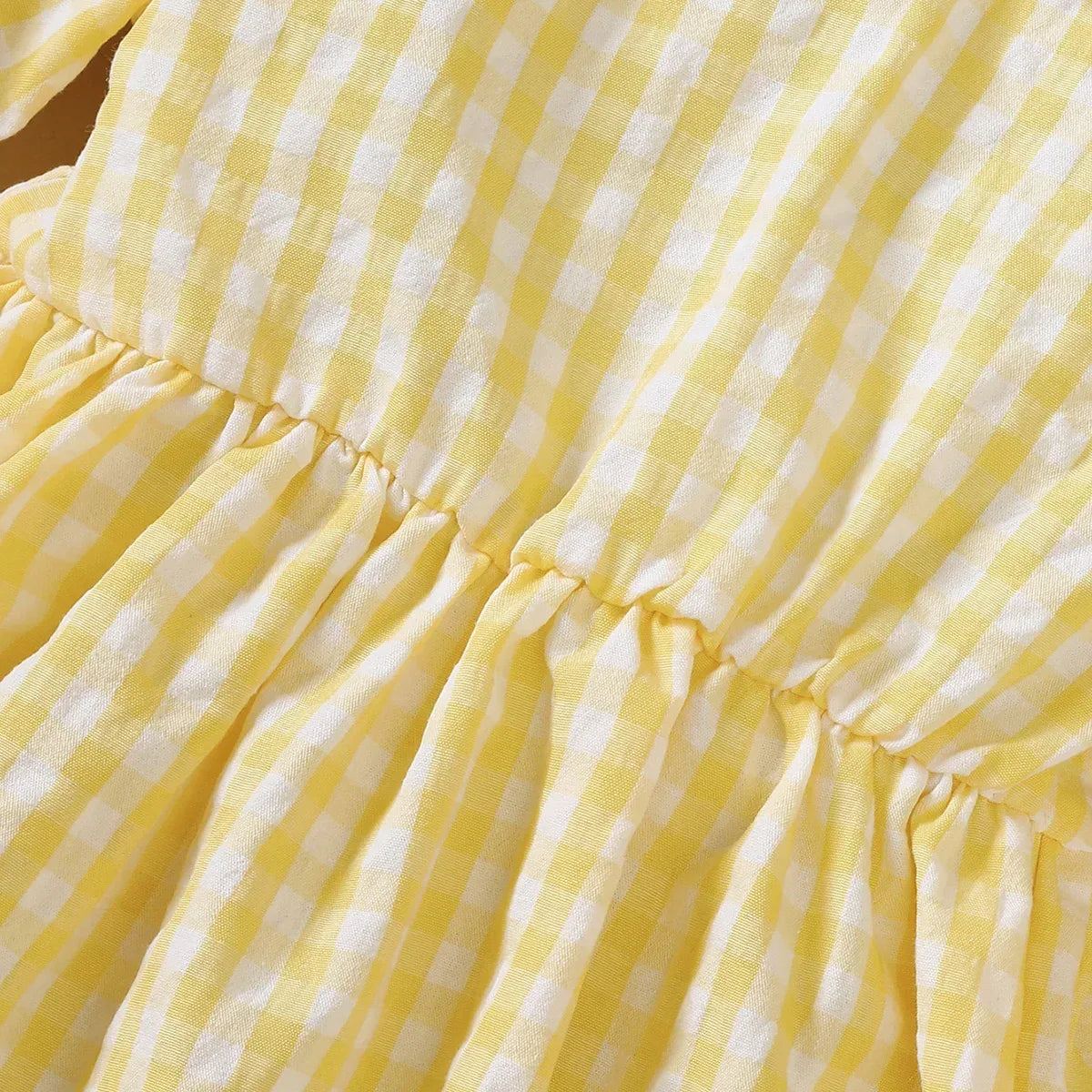 Mioglrie Dress For Toddlers With Lace Border Doll Collar Checkered Yellow - ToylandEU