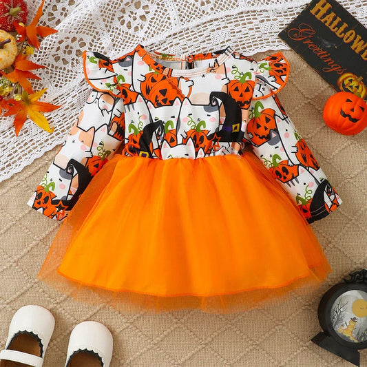 Mioglrie Dress With Tulle And Cartoon Halloween For 1 To 2 Year Old Girls - ToylandEU