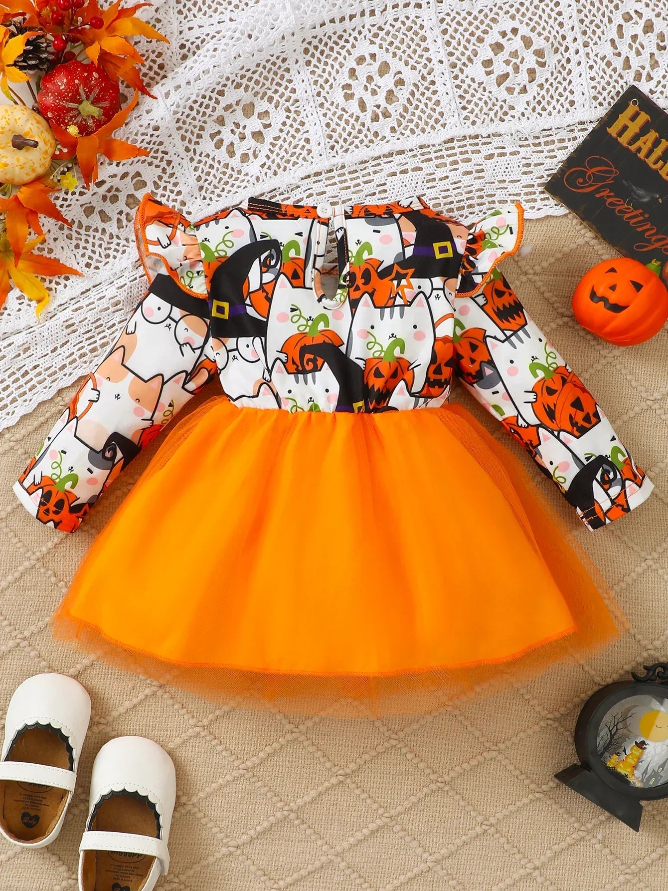 Mioglrie Dress With Tulle And Cartoon Halloween For 1 To 2 Year Old Girls - ToylandEU