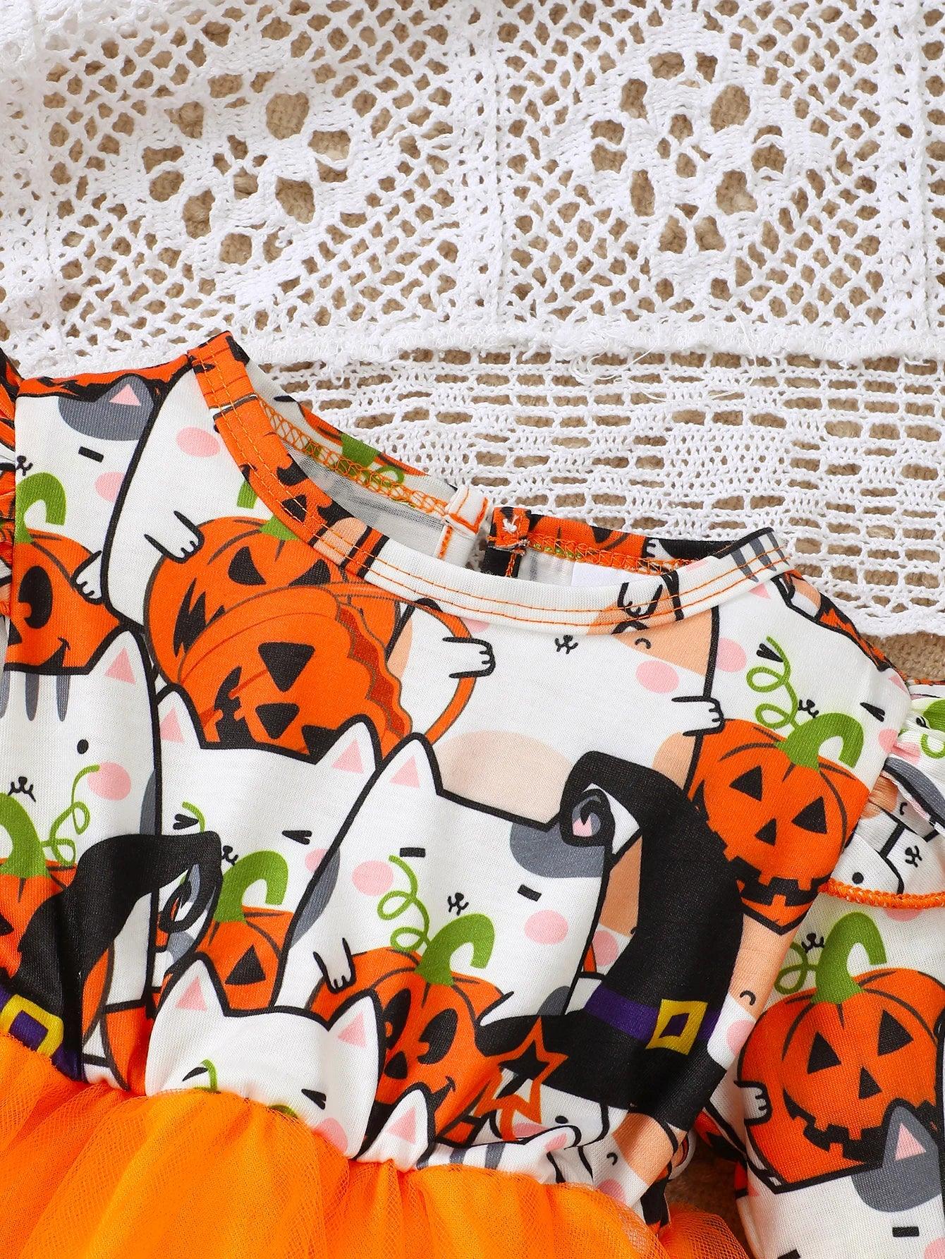Mioglrie Dress With Tulle And Cartoon Halloween For 1 To 2 Year Old Girls - ToylandEU