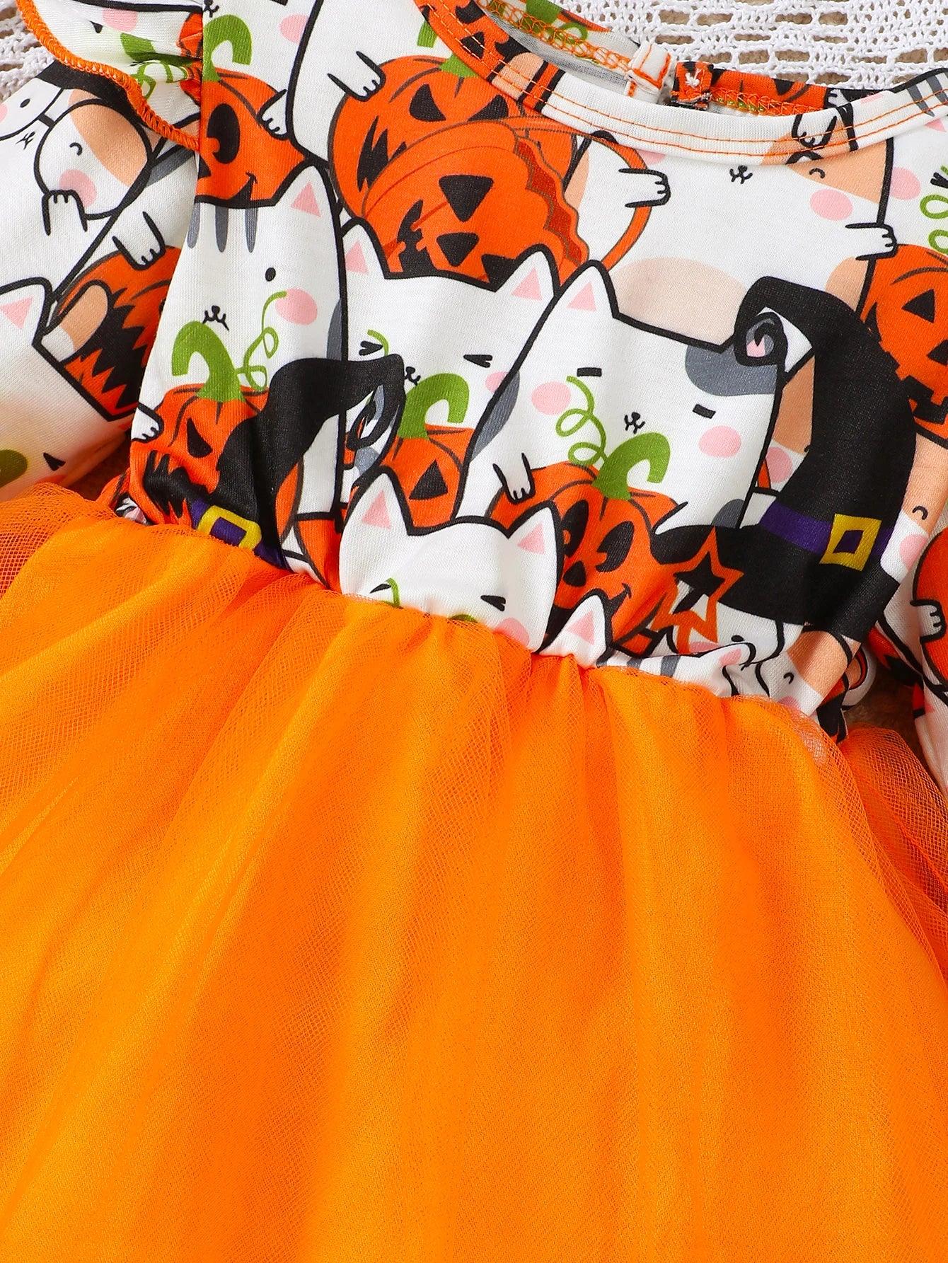 Mioglrie Dress With Tulle And Cartoon Halloween For 1 To 2 Year Old Girls - ToylandEU
