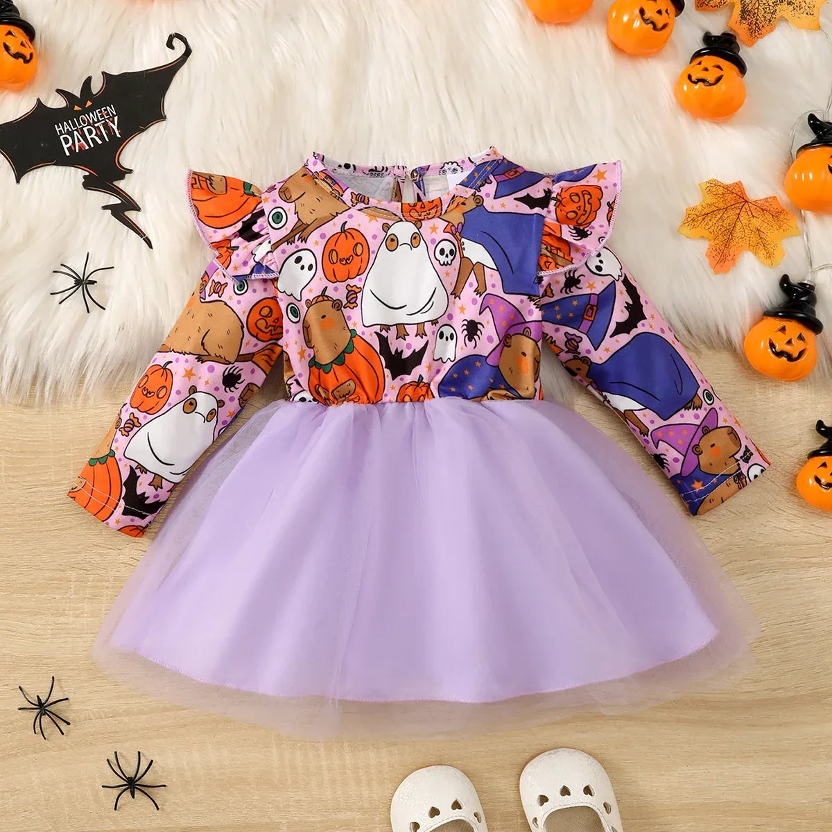 Mioglrie Dress With Tulle And Cartoon Halloween For 1 To 2 Year Old Girls - ToylandEU