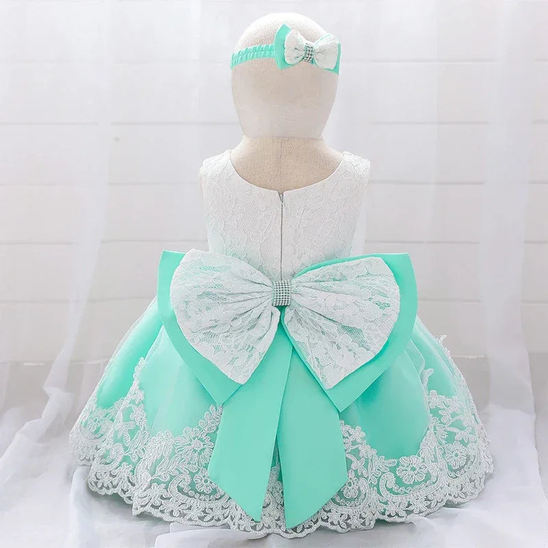 Miqiaikids Baby Baptism Dress Large Lace Bow for Girls - ToylandEU