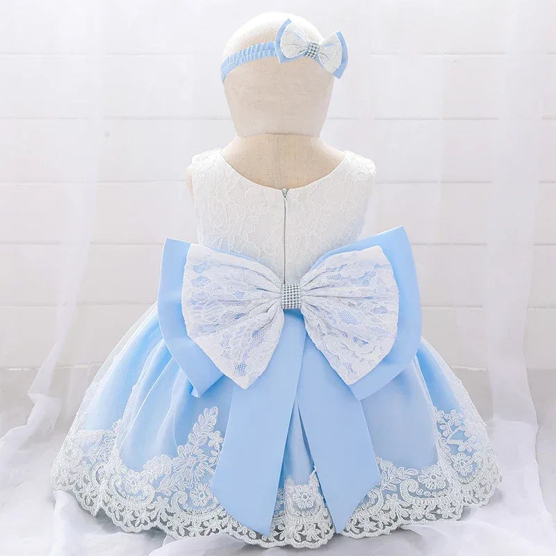 Miqiaikids Baby Baptism Dress Large Lace Bow for Girls - ToylandEU