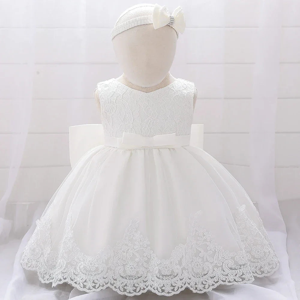 Miqiaikids Baby Baptism Dress Large Lace Bow for Girls - ToylandEU