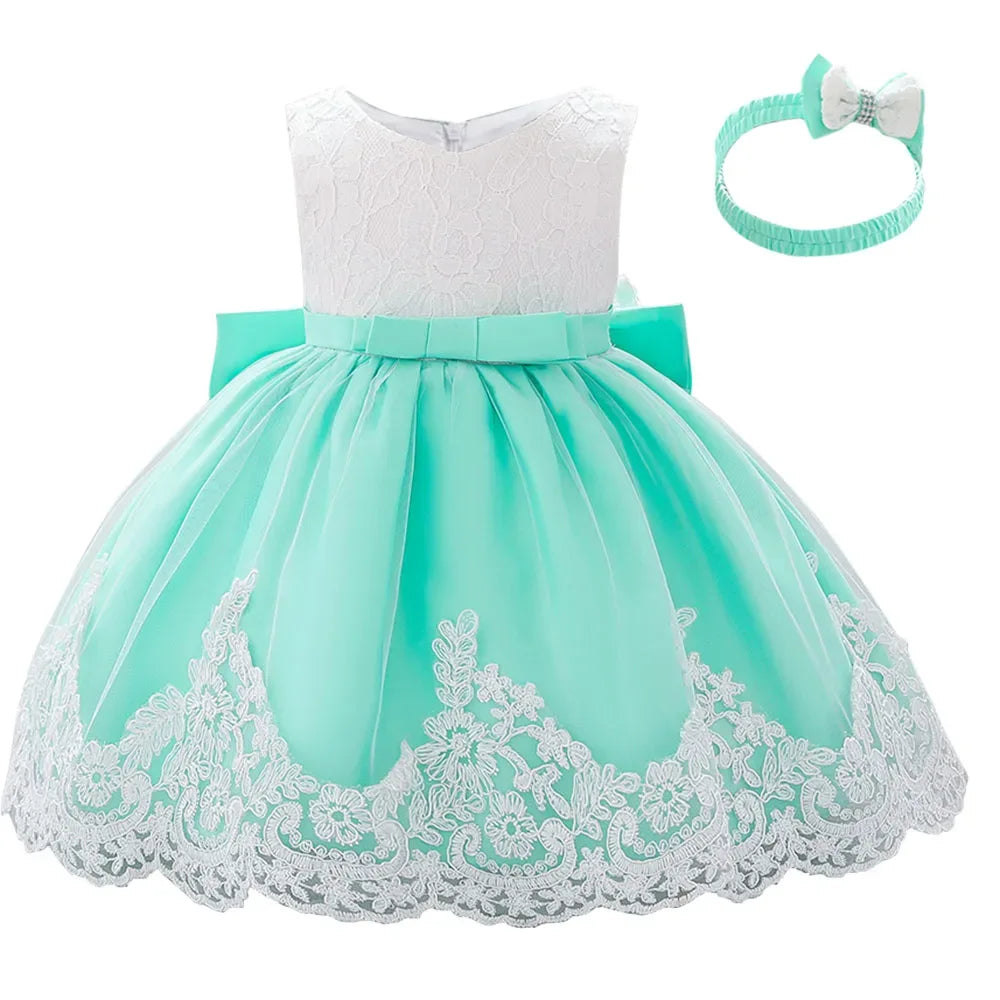 Miqiaikids Baby Baptism Dress Large Lace Bow for Girls - ToylandEU