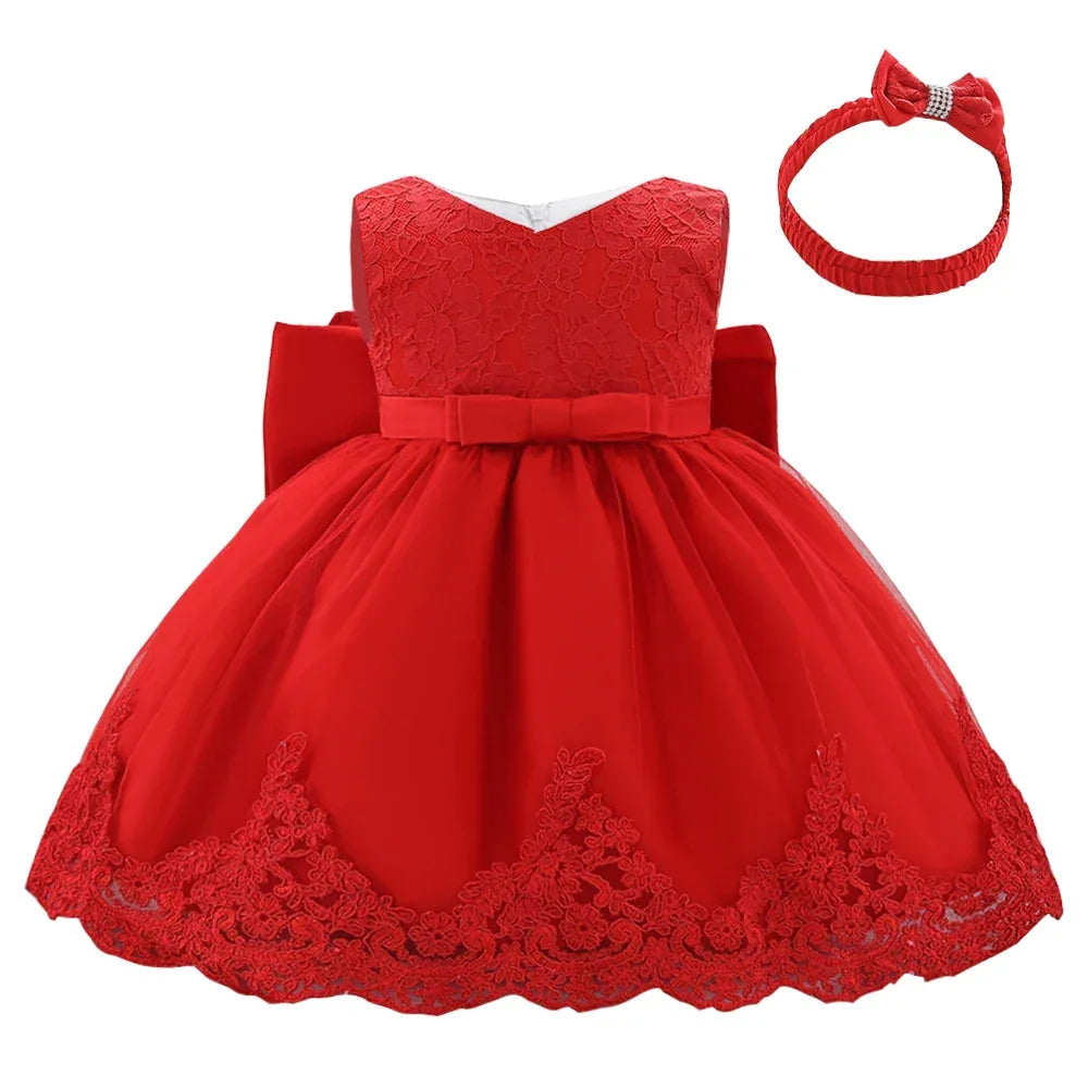 Miqiaikids Baby Baptism Dress Large Lace Bow for Girls - ToylandEU