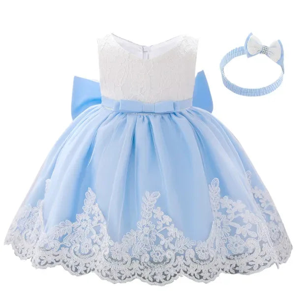 Miqiaikids Baby Baptism Dress Large Lace Bow for Girls - ToylandEU