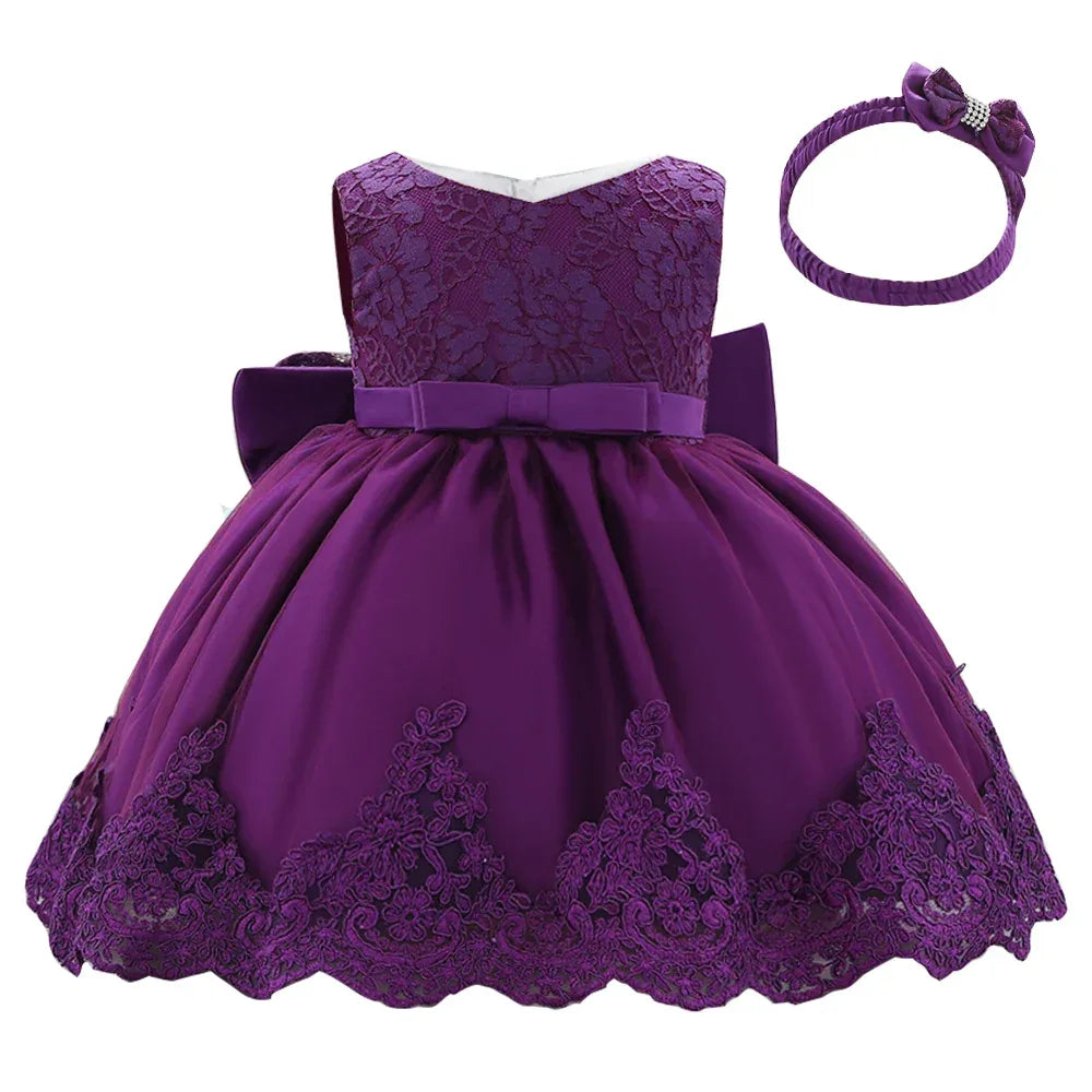 Miqiaikids Baby Baptism Dress Large Lace Bow for Girls - ToylandEU