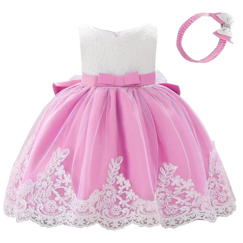 Miqiaikids Baby Baptism Dress Large Lace Bow for Girls - ToylandEU