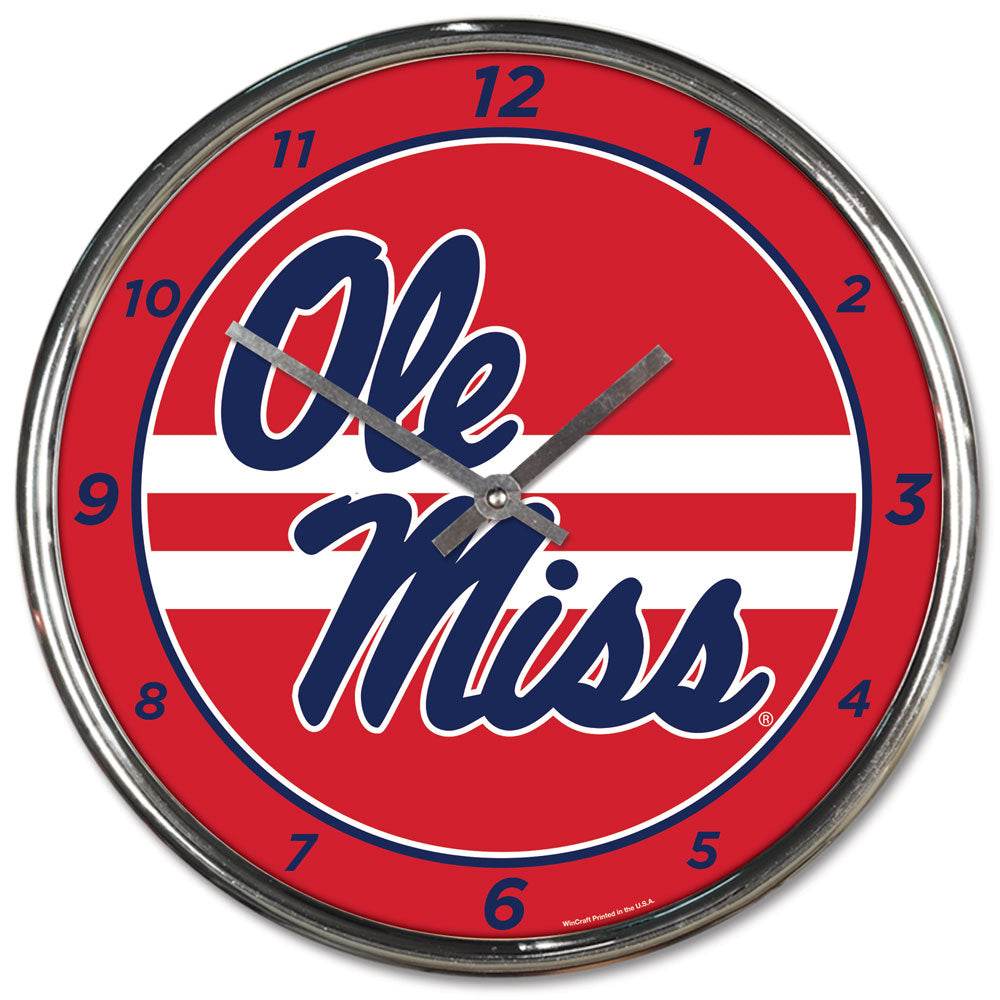Mississippi Rebels Round Chrome Wall Clock Accent Decor - ToylandEU