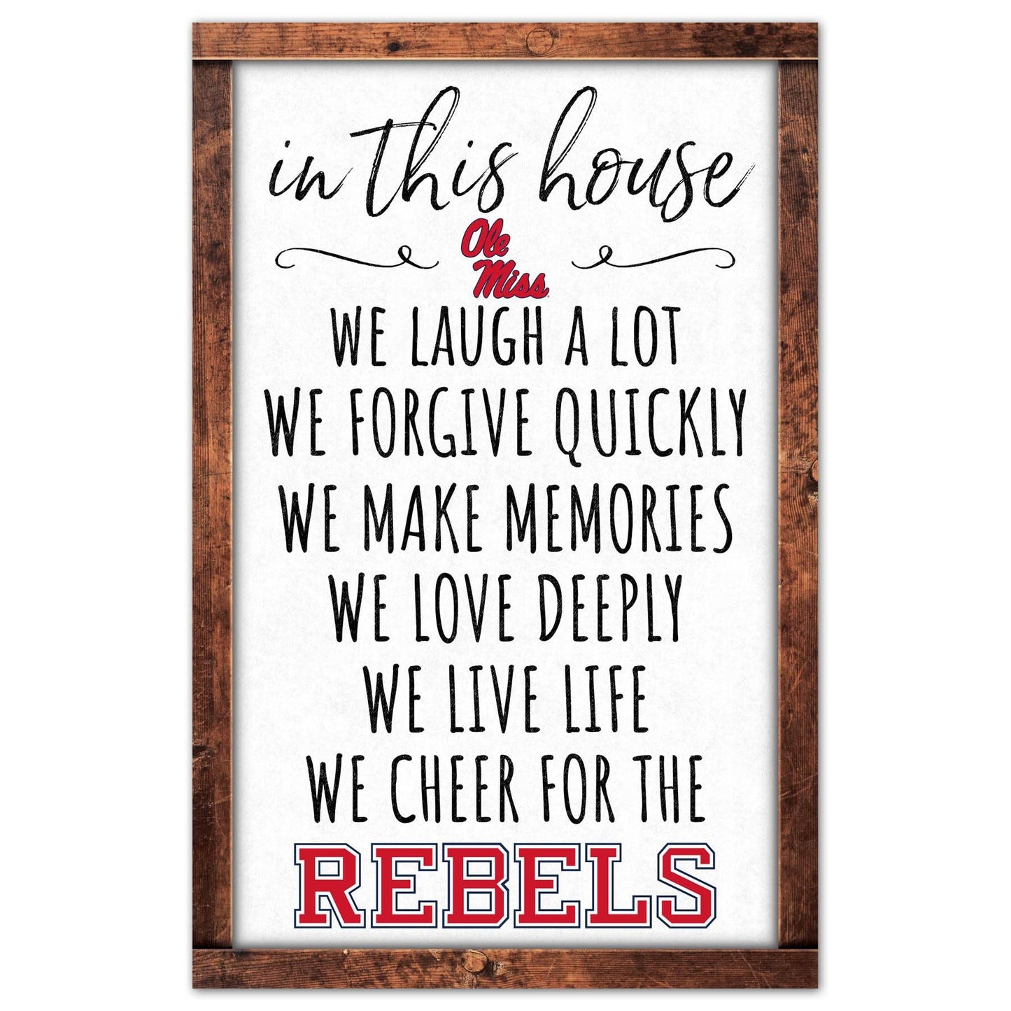 Mississippi Rebels Sign 11x17 Wood In This House Wall Art - ToylandEU