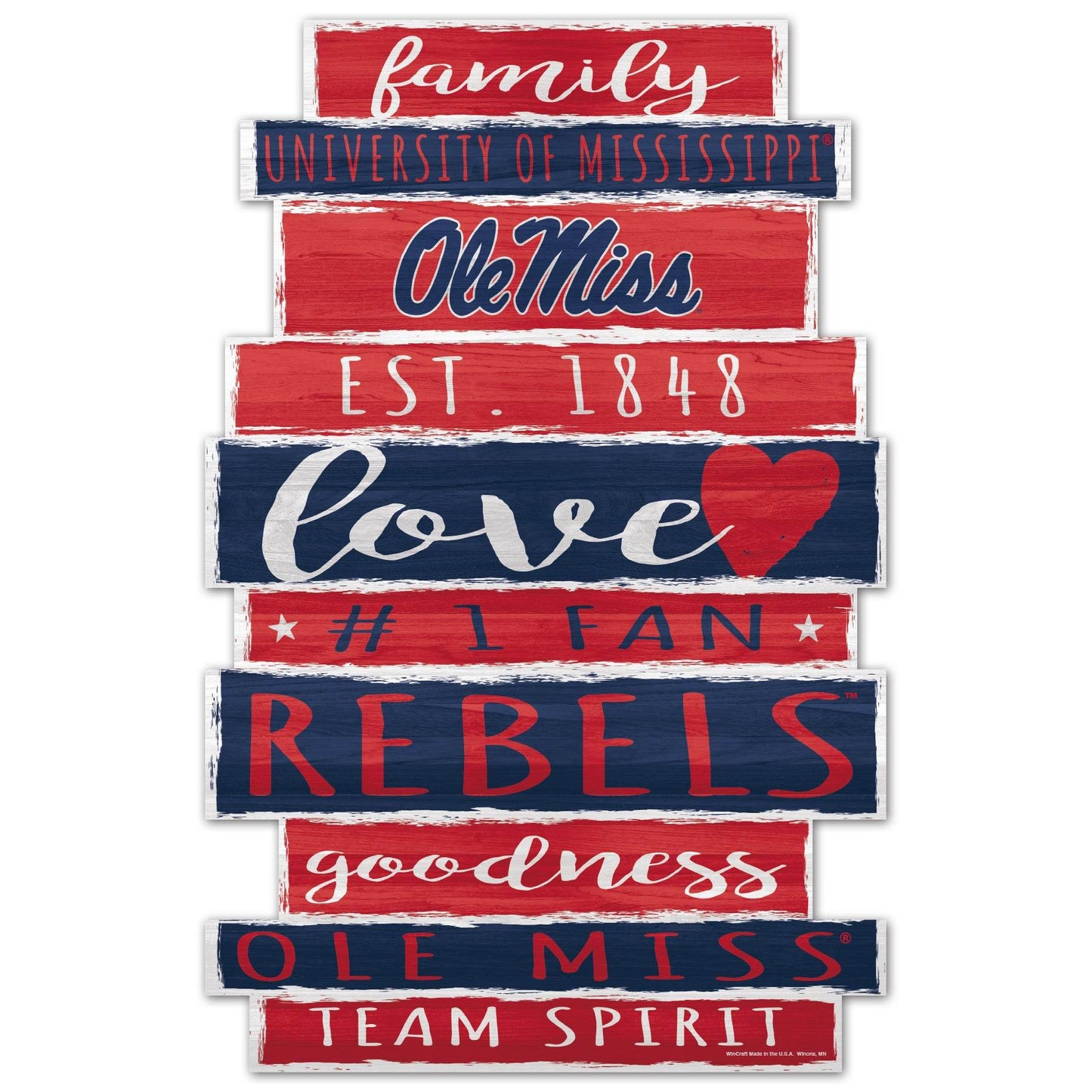 Mississippi Rebels Wood Sign 11x17 Family Decor Plaque - ToylandEU
