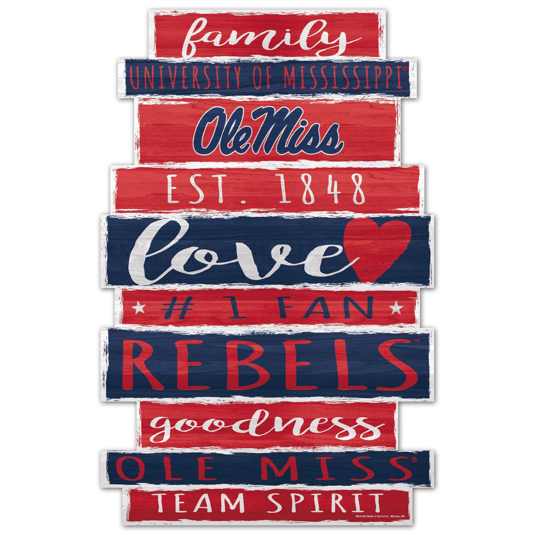 Mississippi Rebels Wood Sign 11x17 Family Decor Plaque - ToylandEU