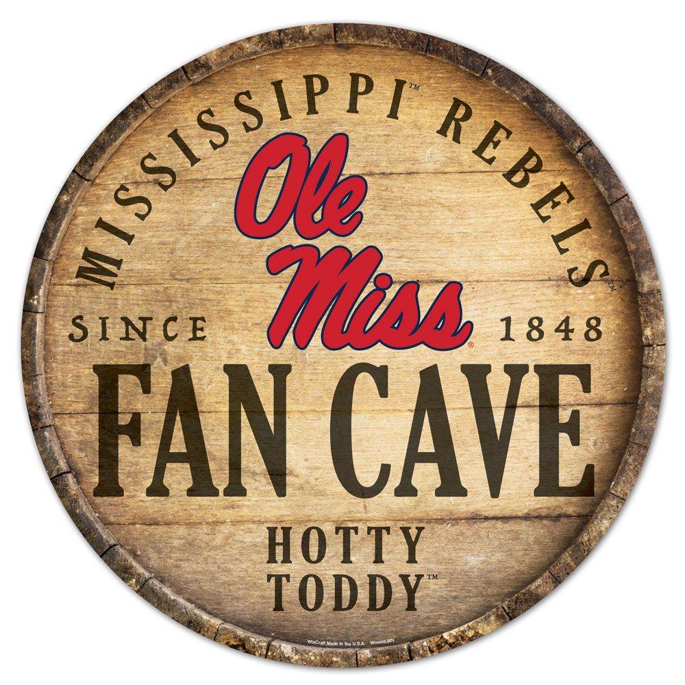 Mississippi Rebels Wood Sign 14 Inch Round Barrel Top - ToylandEU