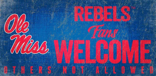  Mississippi Rebels Wood Sign Fans Welcome 12x6 Rope -  ToylandEU™