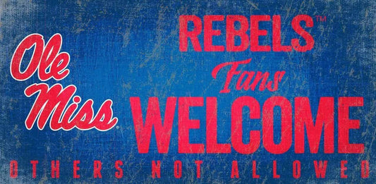  Mississippi Rebels Wood Sign Fans Welcome 12x6 Rope -  ToylandEU™